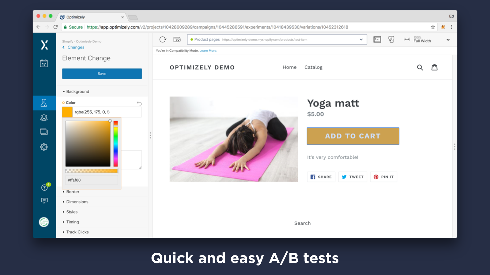 Quick and easy A/B tests