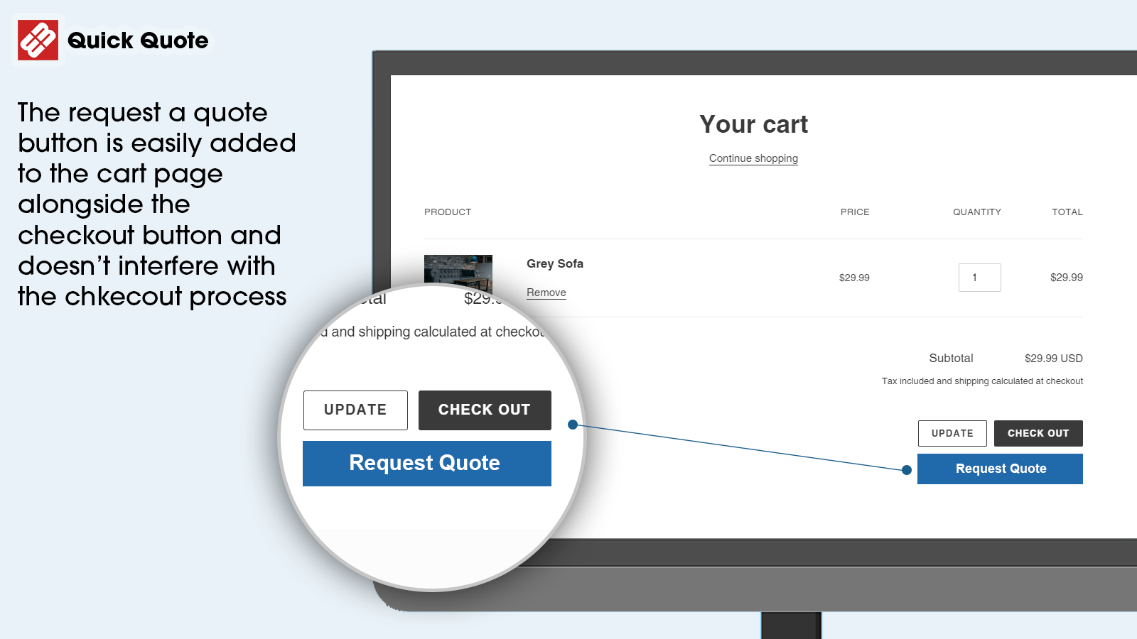 Quick Quote button in cart