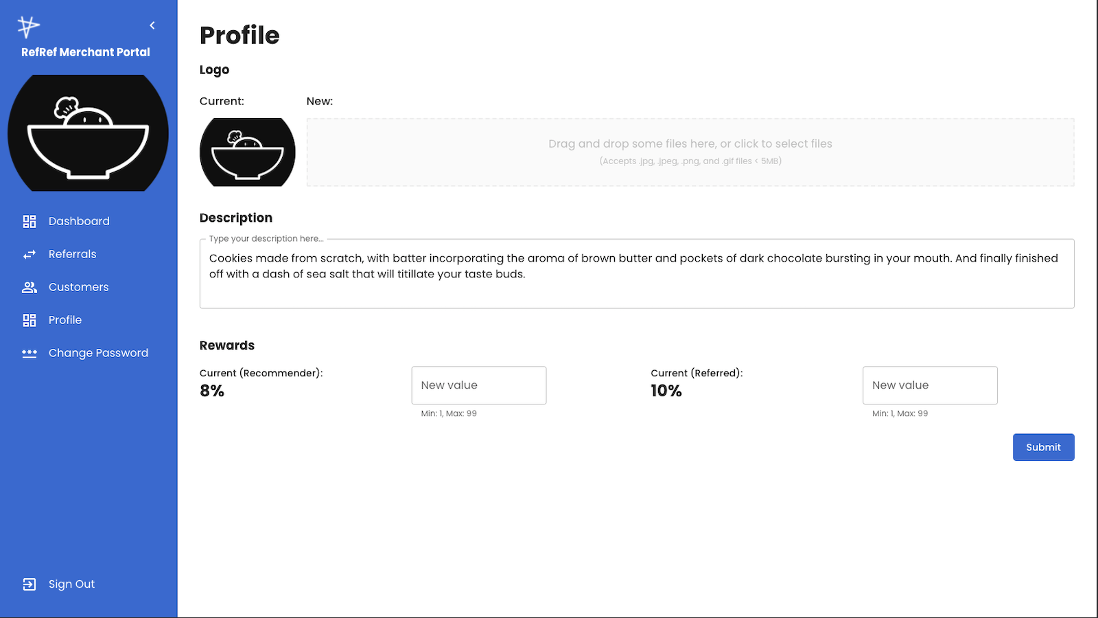 Quickly edit your brand's details in the marketplace