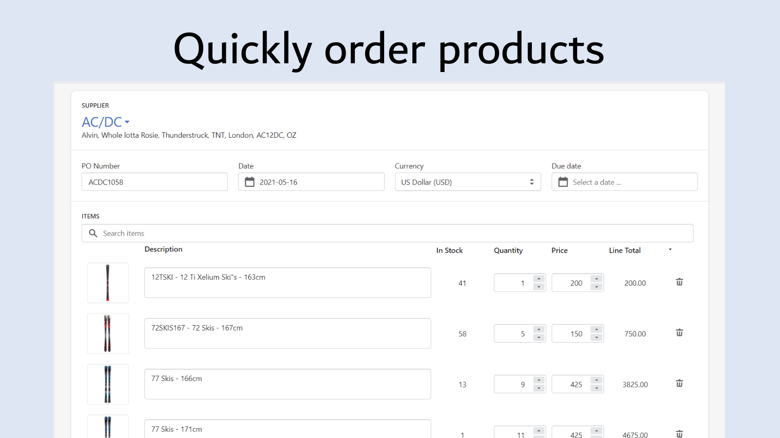 quickly order products