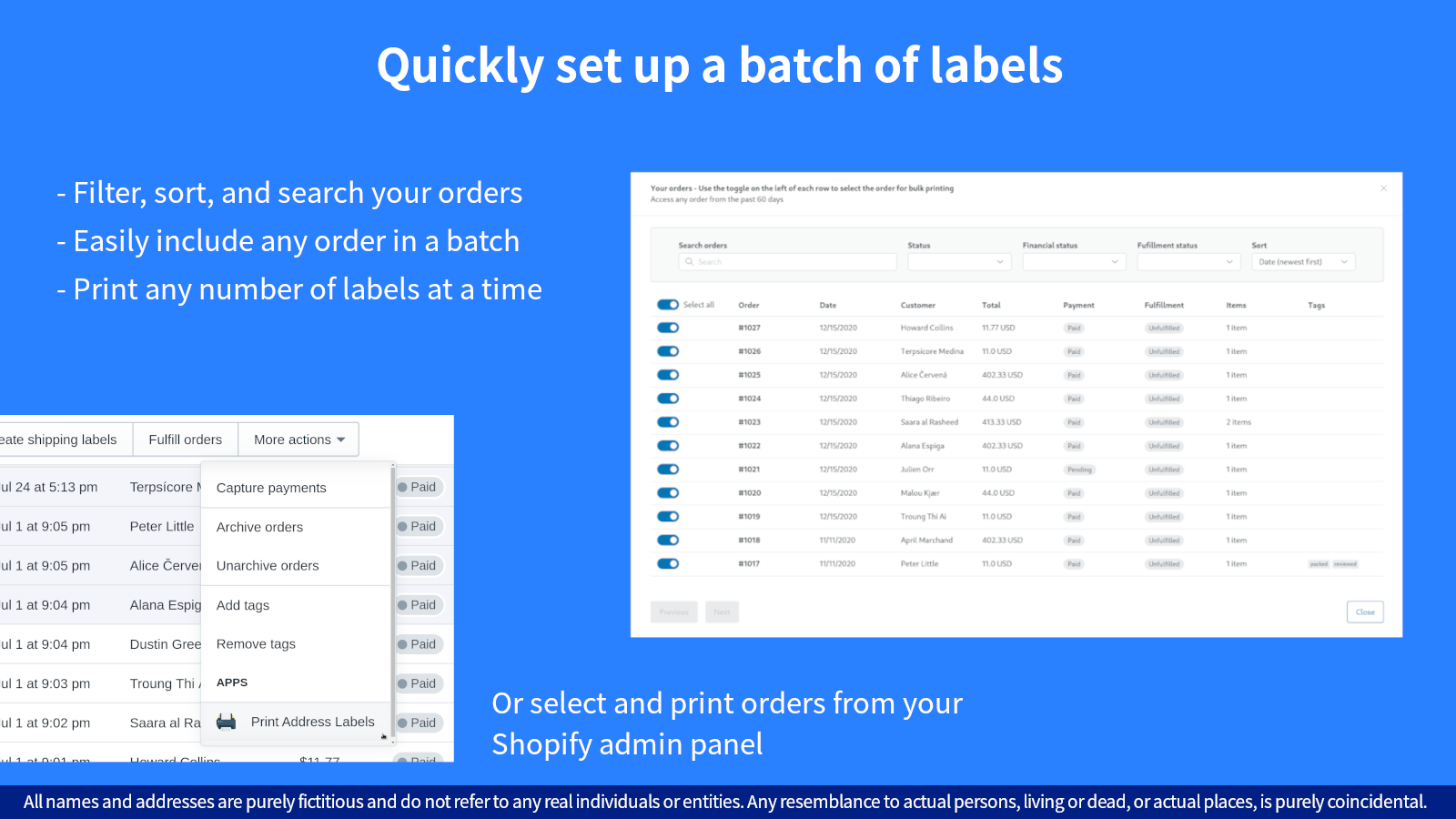 Quickly set up a batch of labels