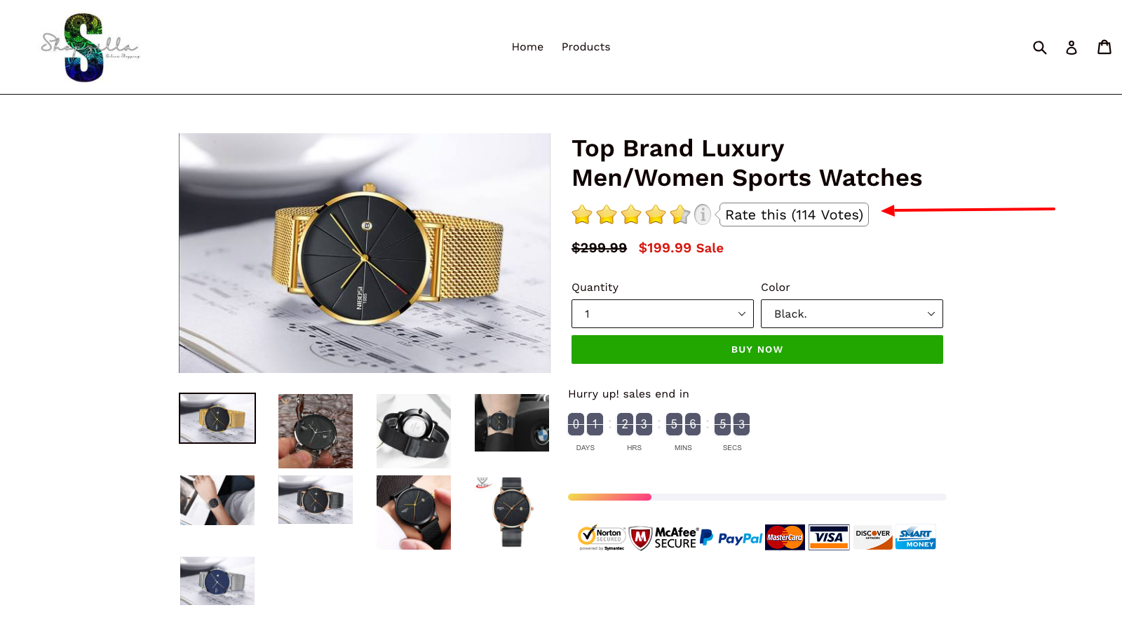 RatingWidget Shopify App Product Listing Preview