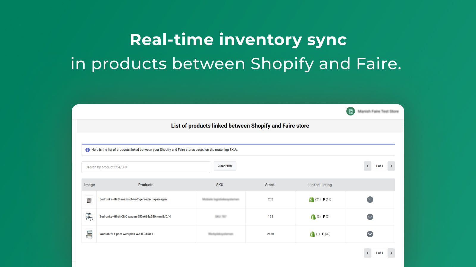 Real time inventory sync