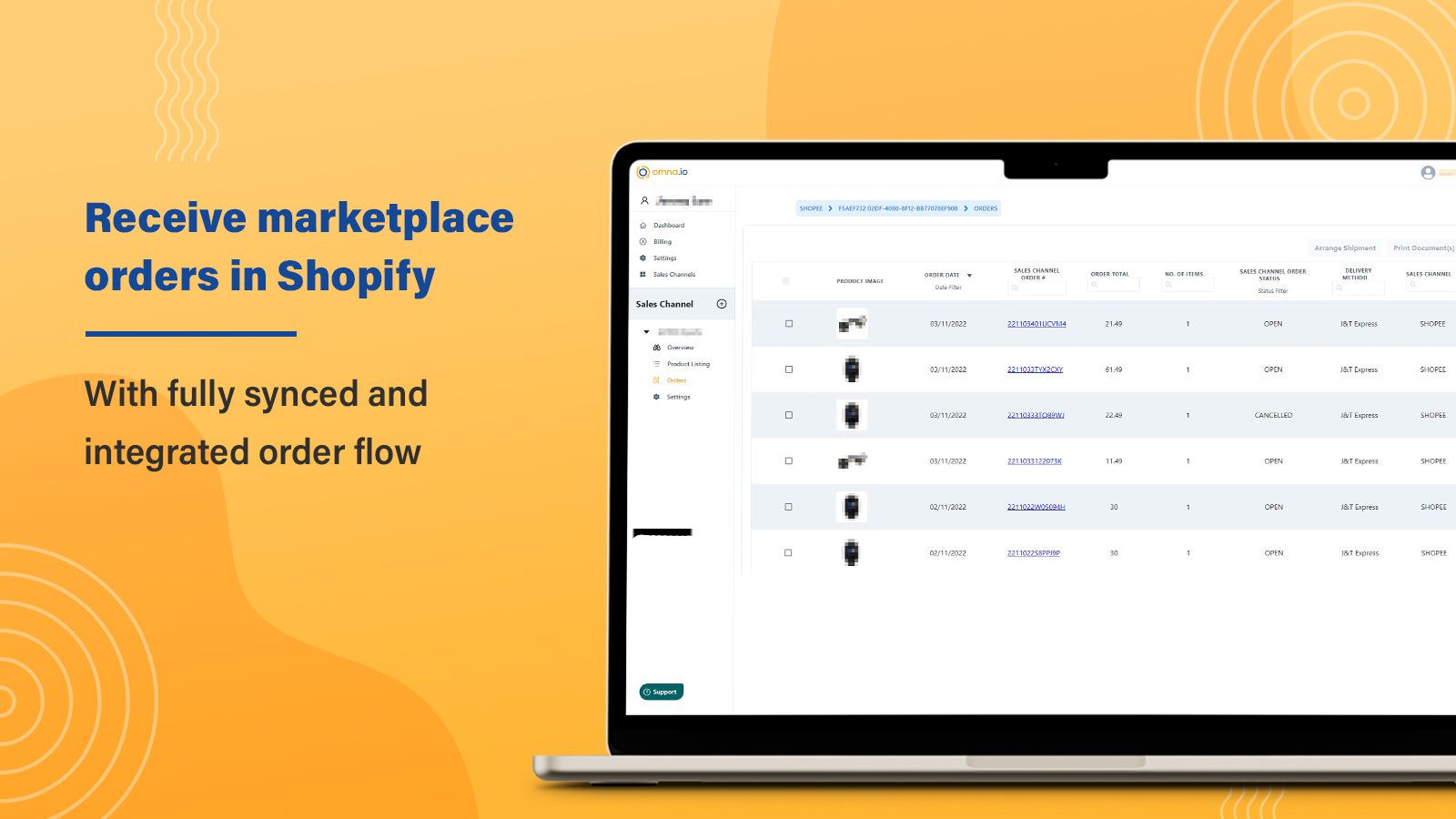 Receive marketplace orders in Shopify