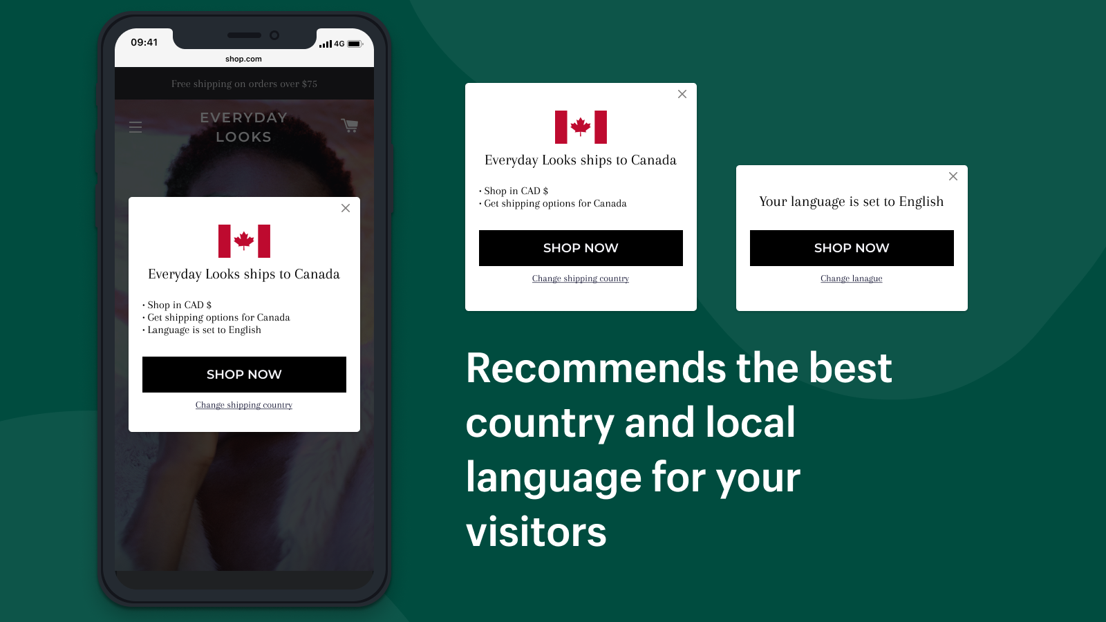 Recommends the best country and local language for your visitors