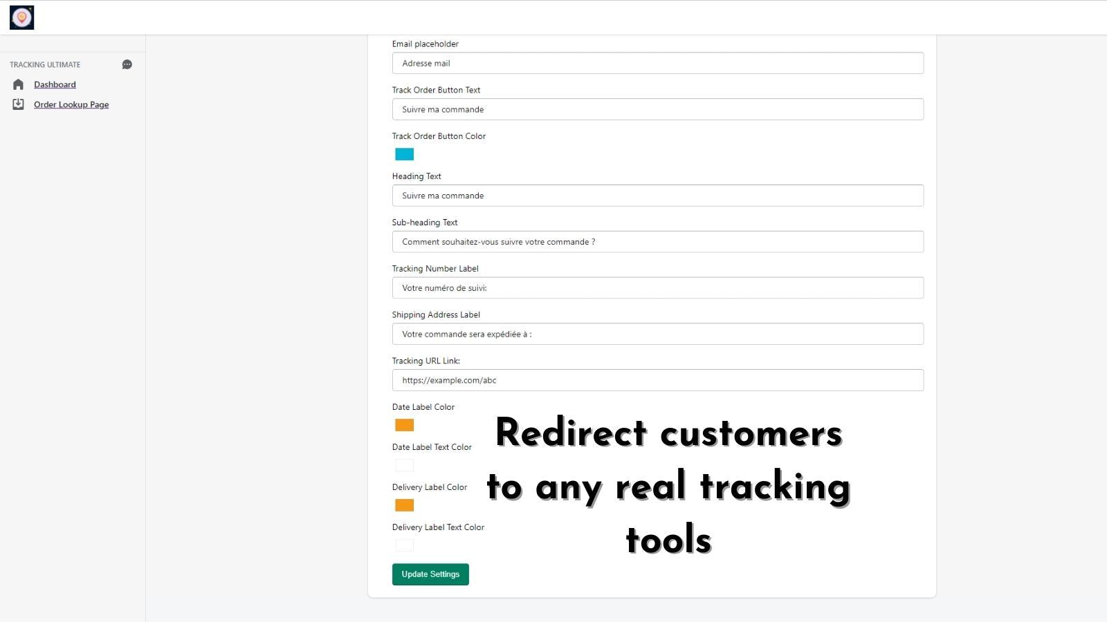 Redirect customers to any real tracking tools