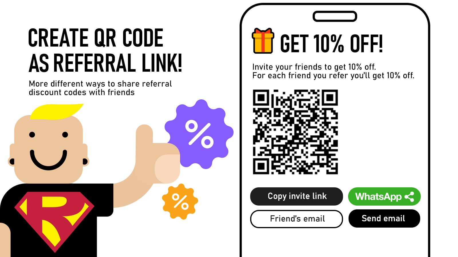 Referral QR-codes - automatically generated discount codes