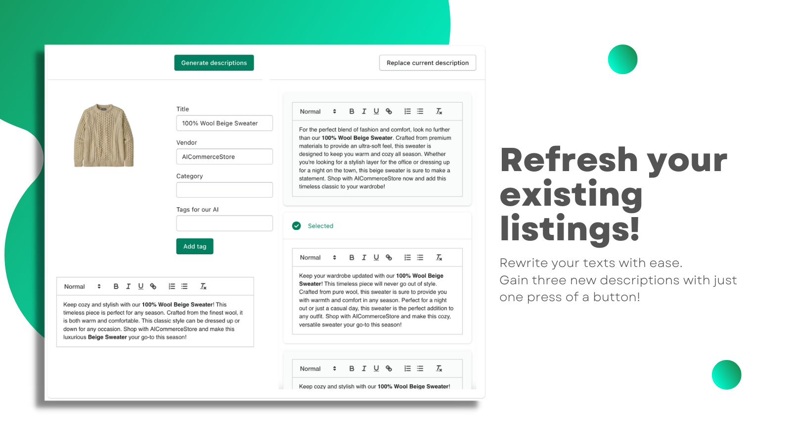 refresh your existing listings