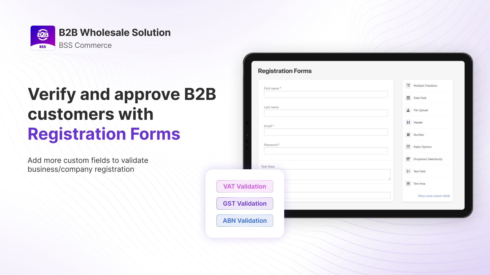 Registration Form for B2B Customers - Review Before Apporving