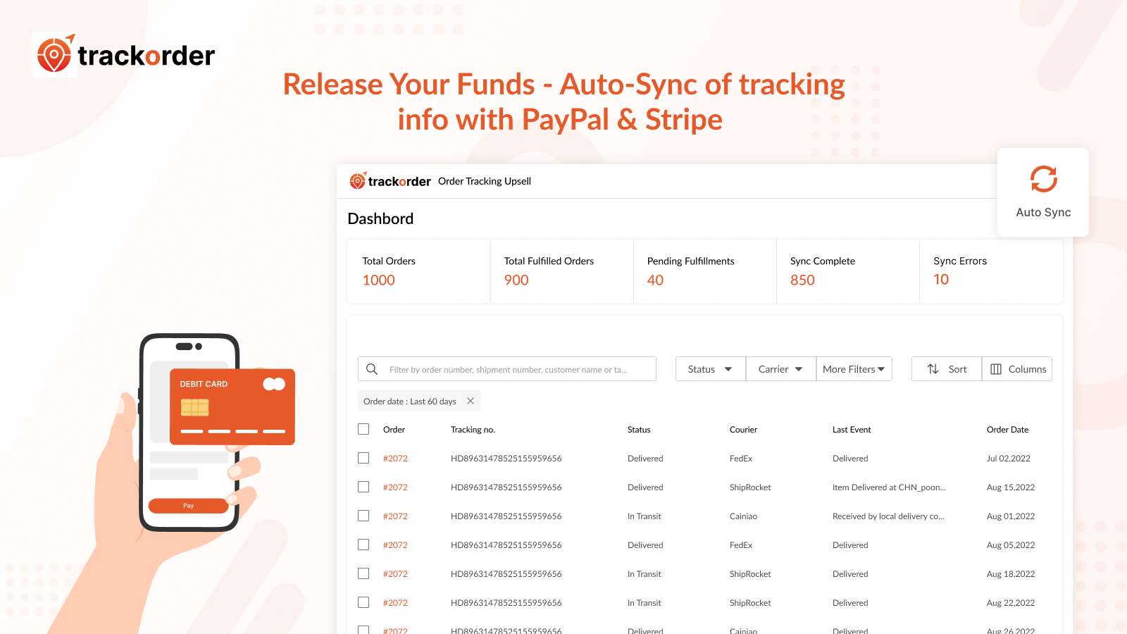Release Your Funds - Auto-Sync of tracking info with PayPal & St