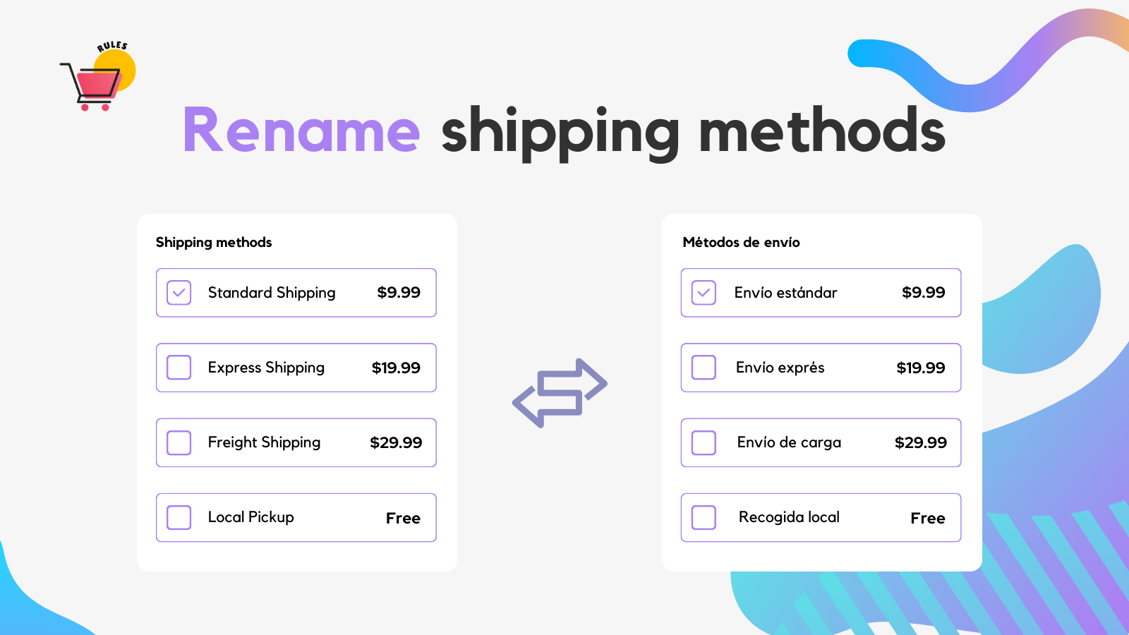 Rename shipping methods