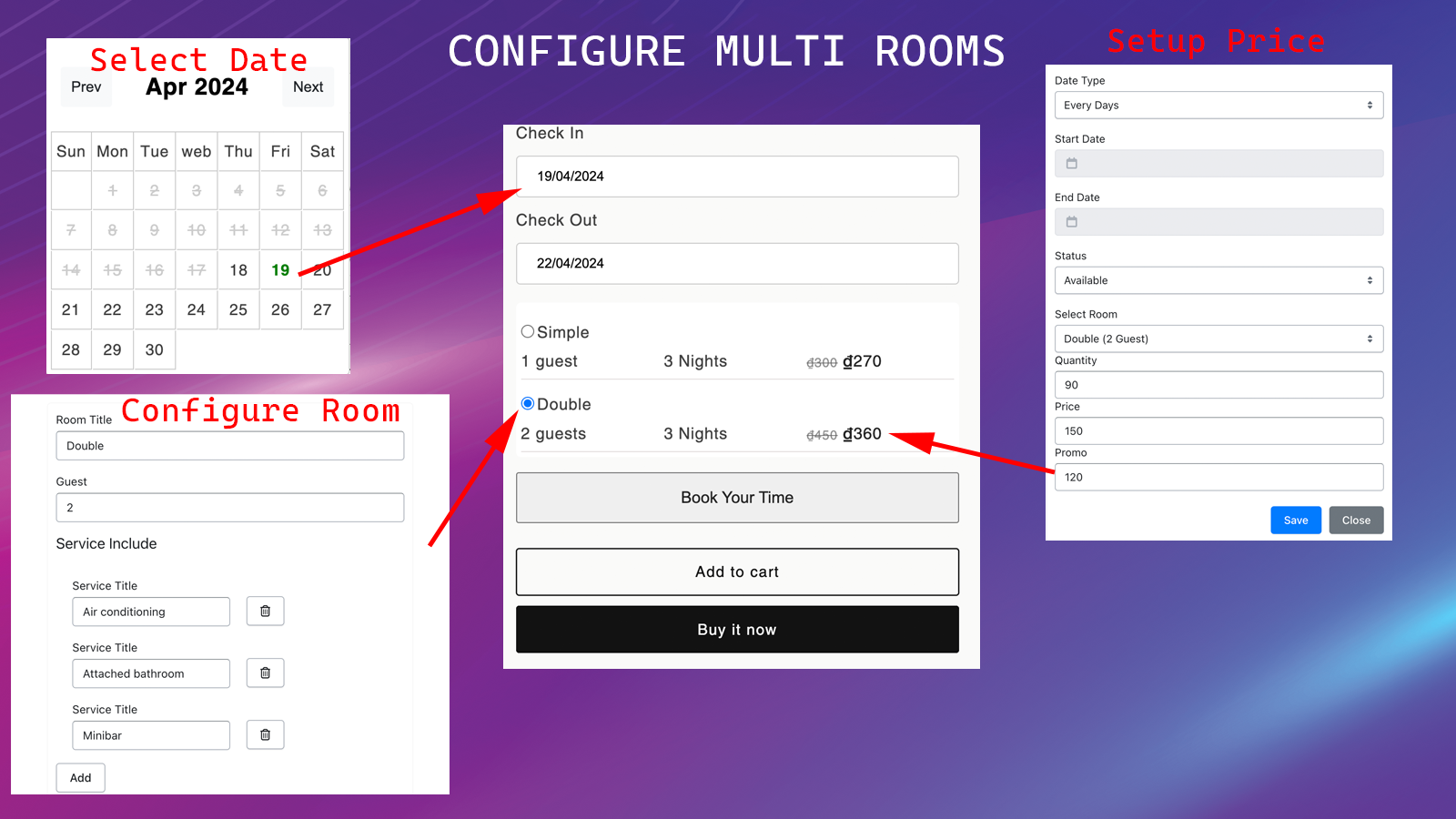 Rentals by days or Night, use For Hotels, Apartments