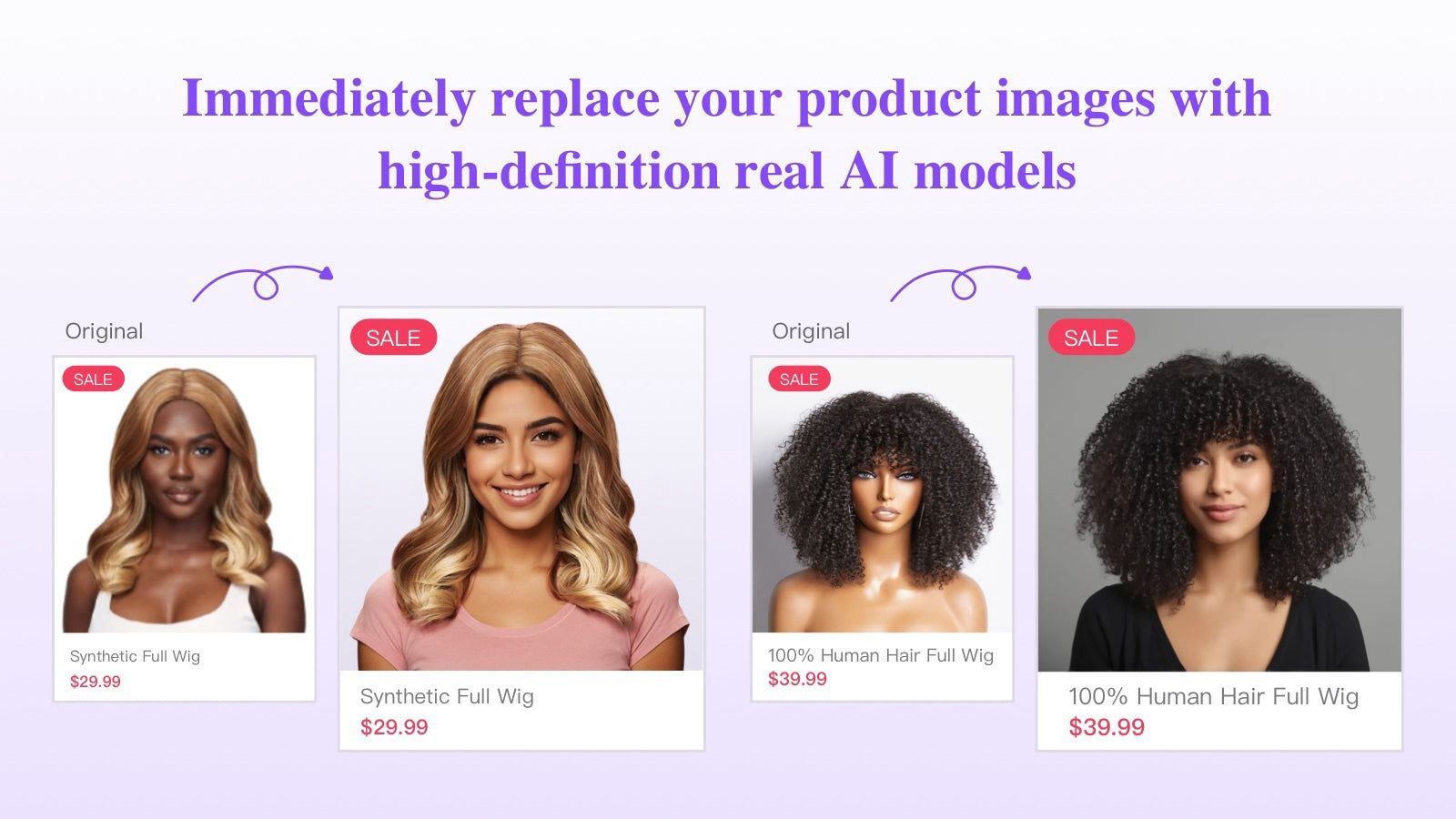 Replace product images with AI model images