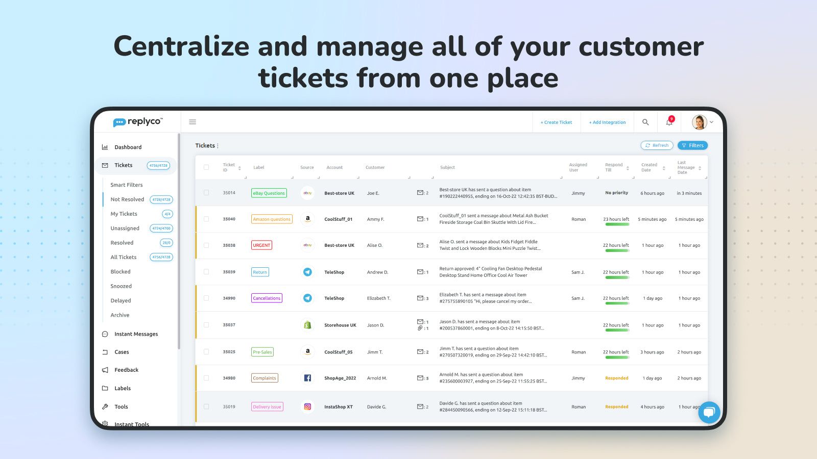Replyco - Manage all of your customer tickets from one place