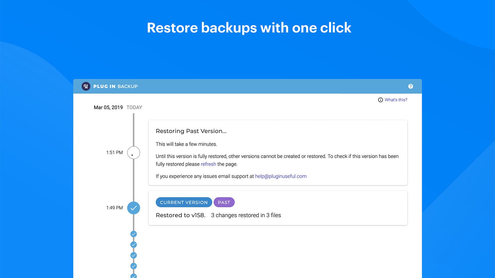 Restore theme backups with a single click
