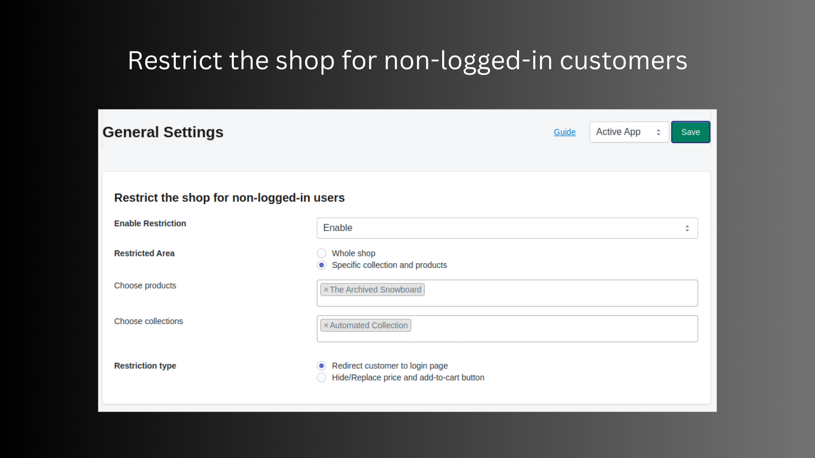 Restrict the shop for non-logged-in customers