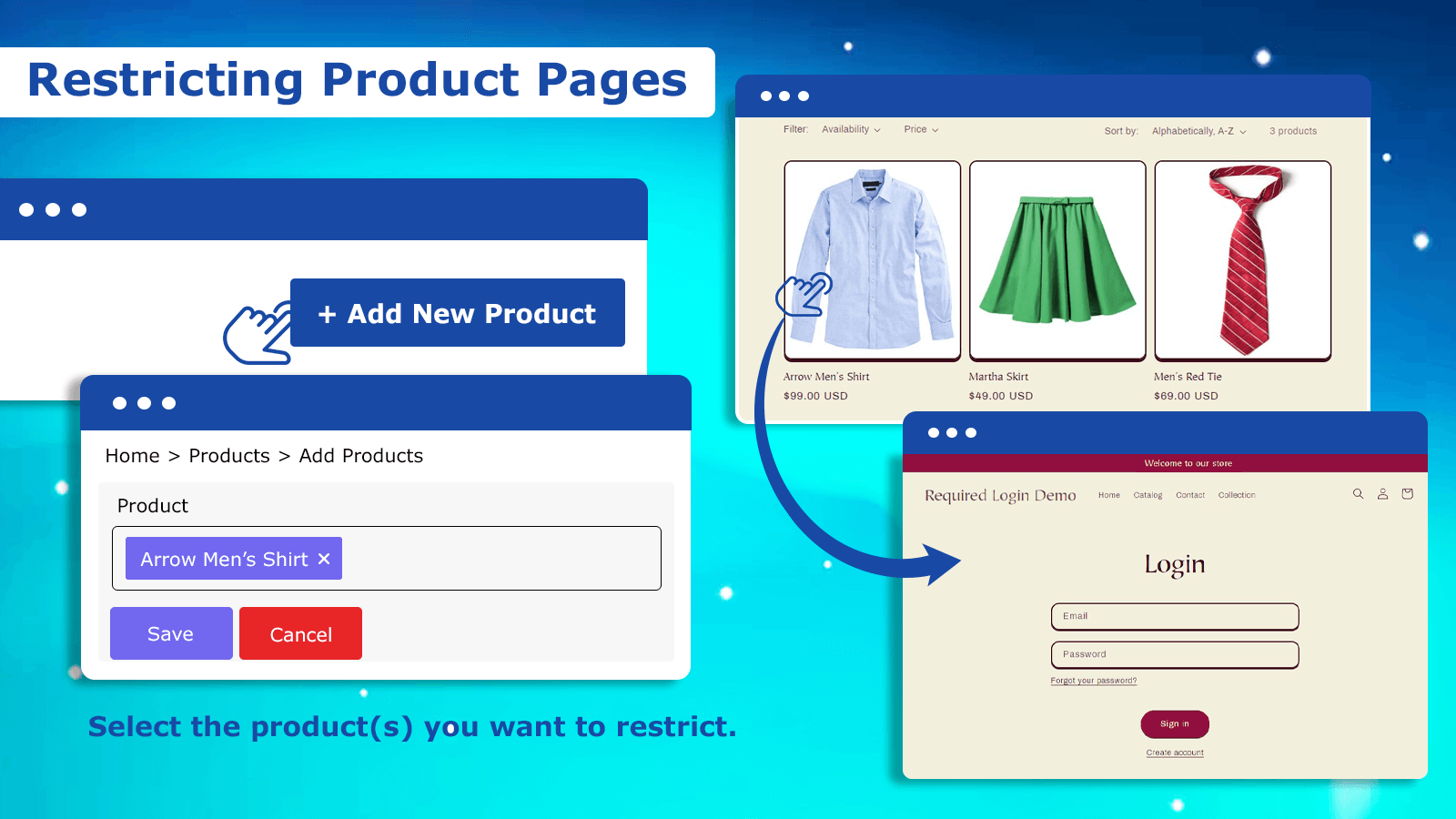 Restricting product pages