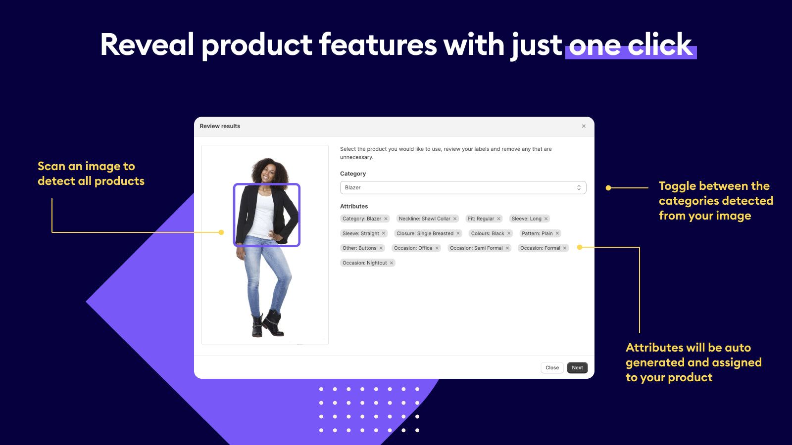 Reveal product features with just one click