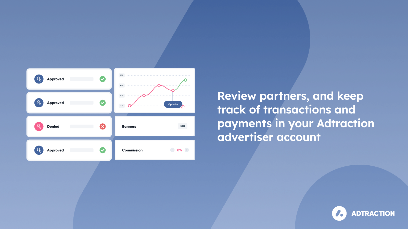 Review partners, and keep track of transactions and payments