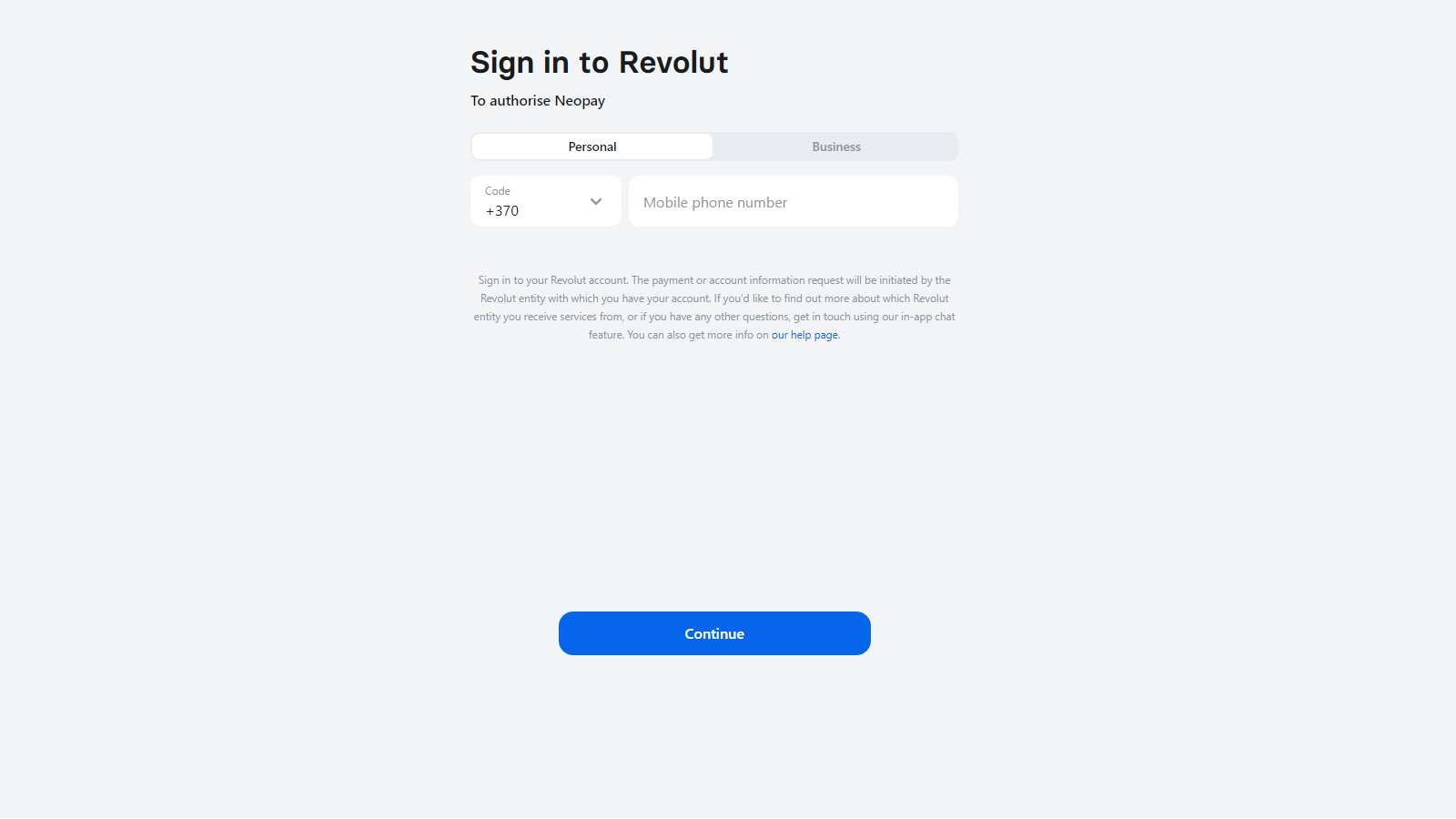 Revolut payment page