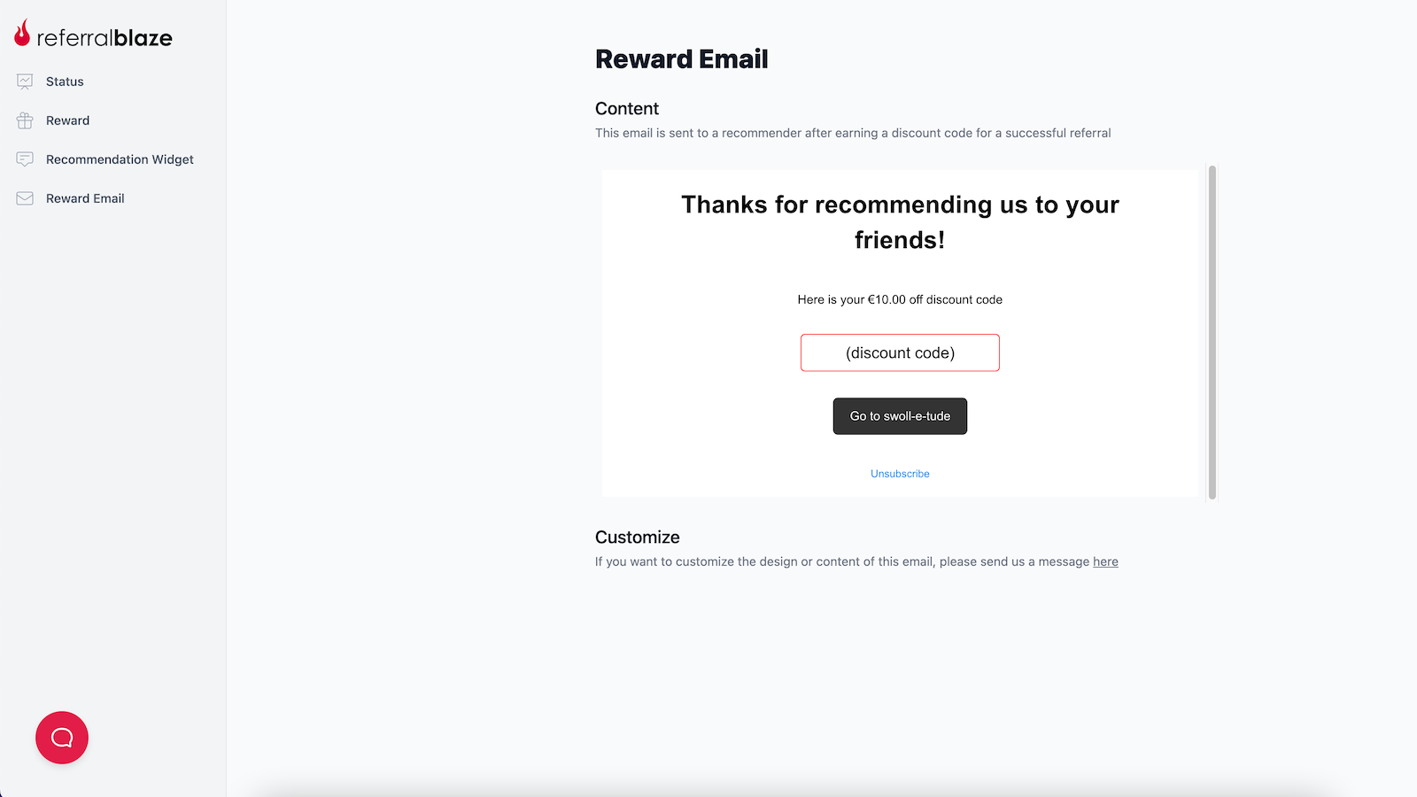 Reward Email Preview