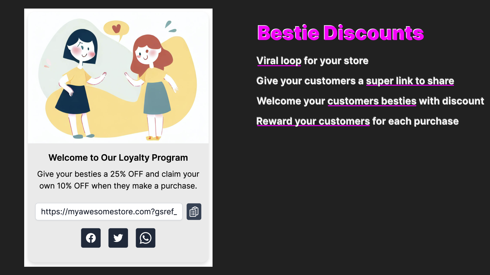 Reward widget and besties discount