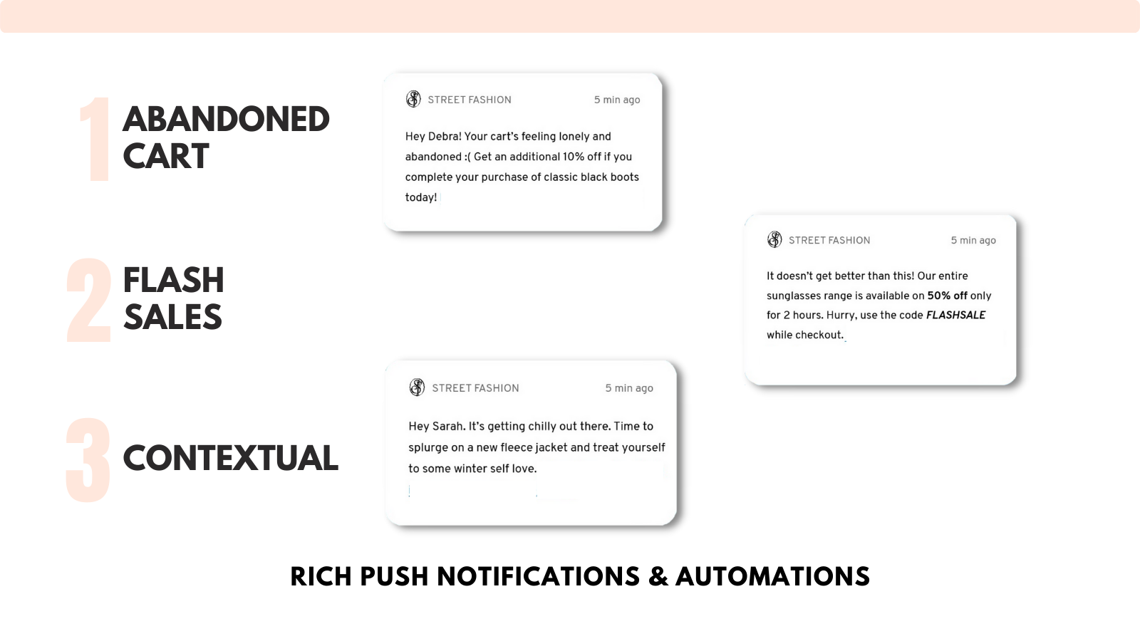 Rich push notifications and automations