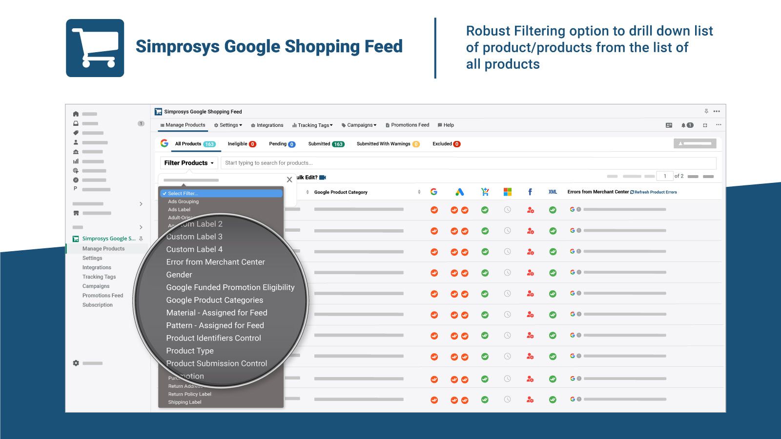 Robust Filtering Options - Simprosys Google Shopping Feed