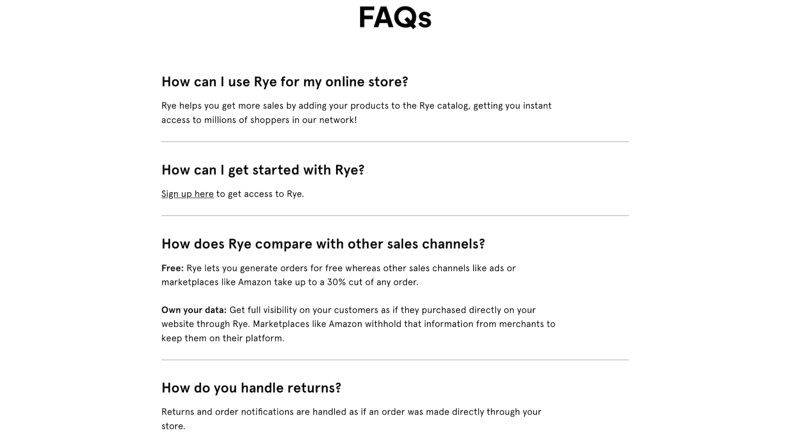 Rye FAQ