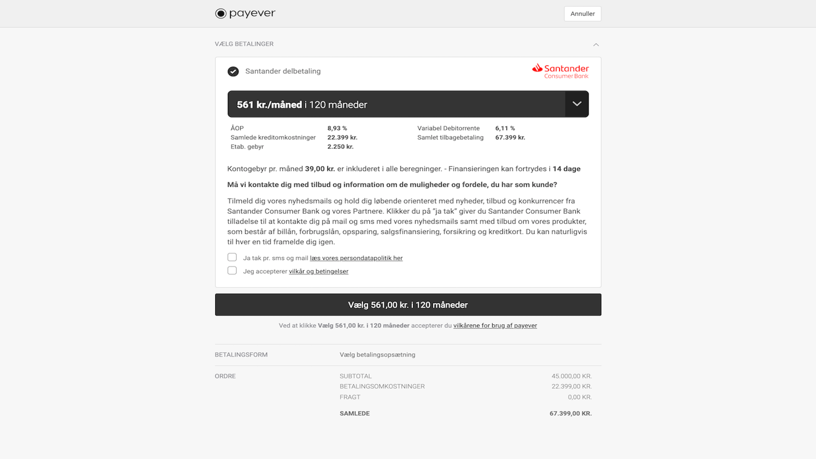 Santander Installment Denmark Desktop