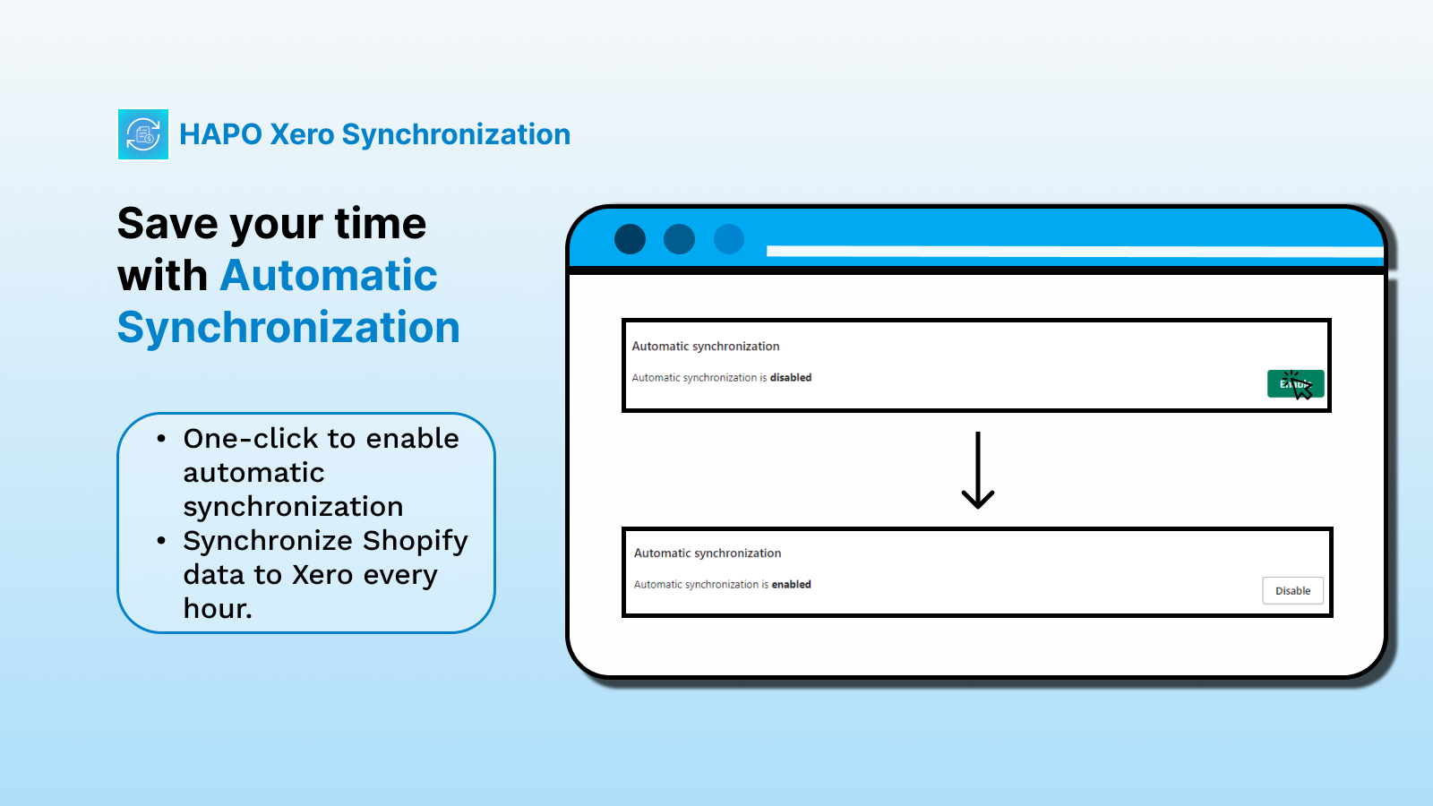 Save your time with Automatically Synchronization.