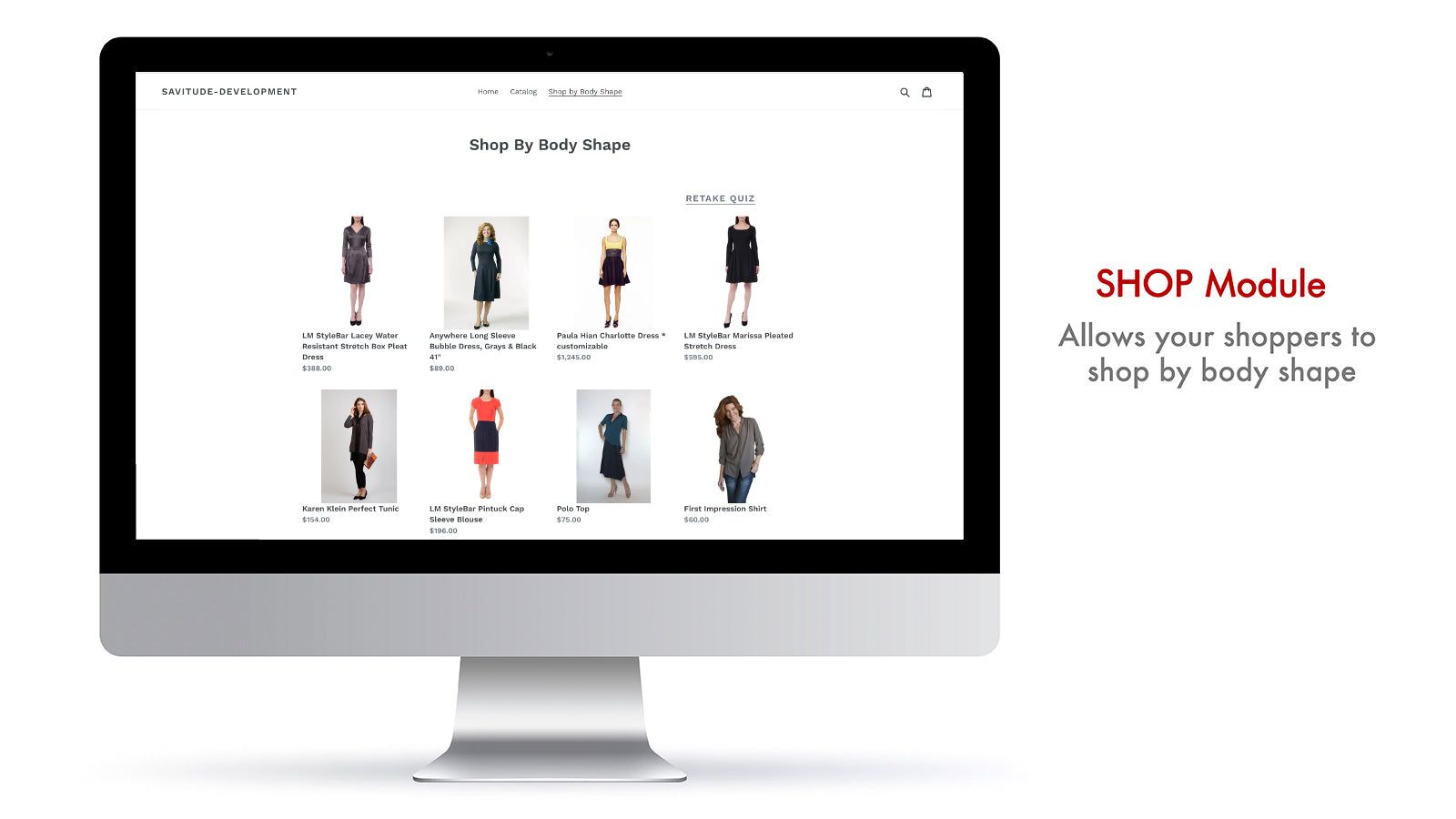 Savitude's SHOP module recommends optimal pieces for body shape