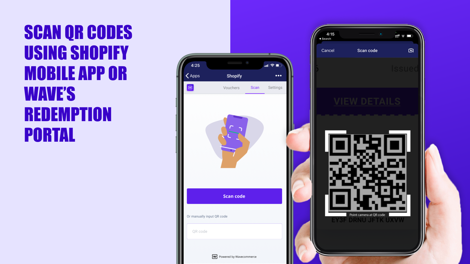 Scan using Shopify mobile app to redeem QR codes