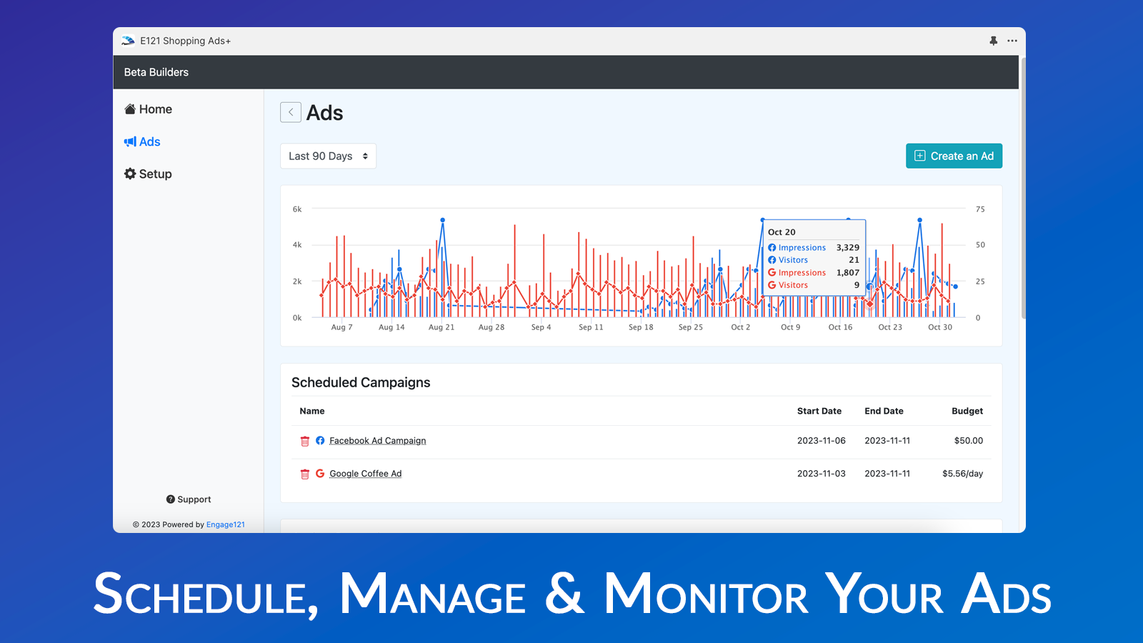 Schedule, Manage & Monitor Your Ads