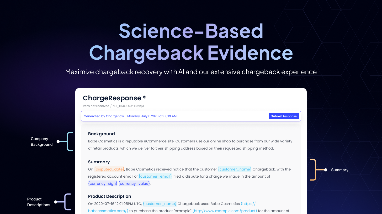 Science-based chargeback evidence