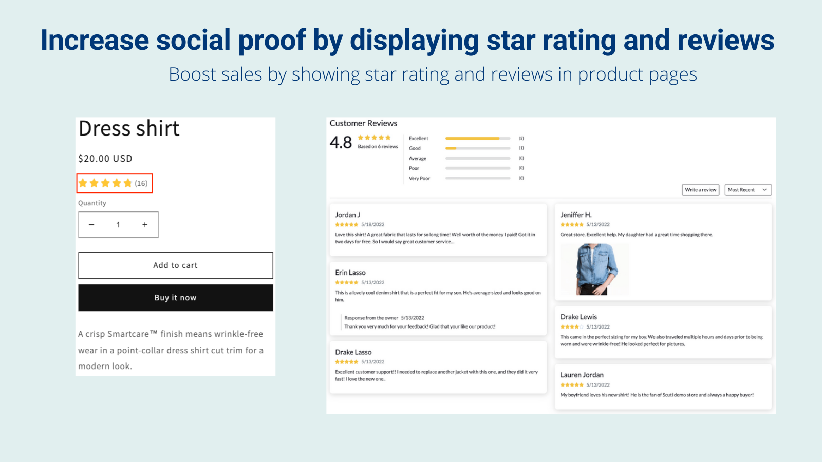 Scuti star rating and product review widget