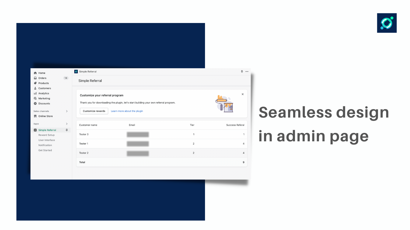 Seamless design in admin page
