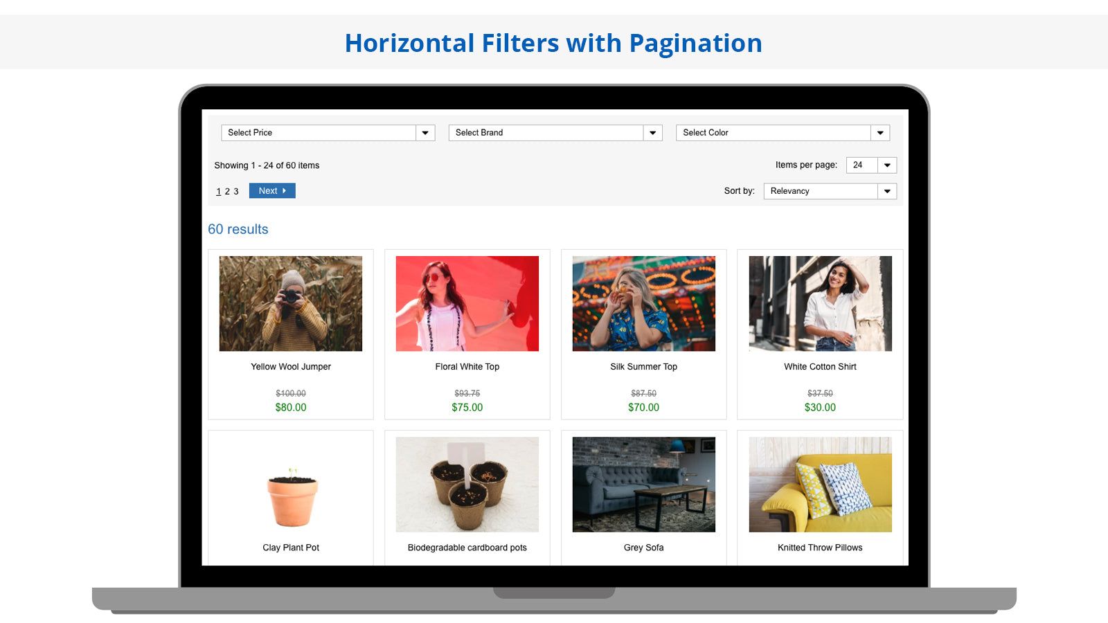 Search Magic Horizontal Filters with Pagination