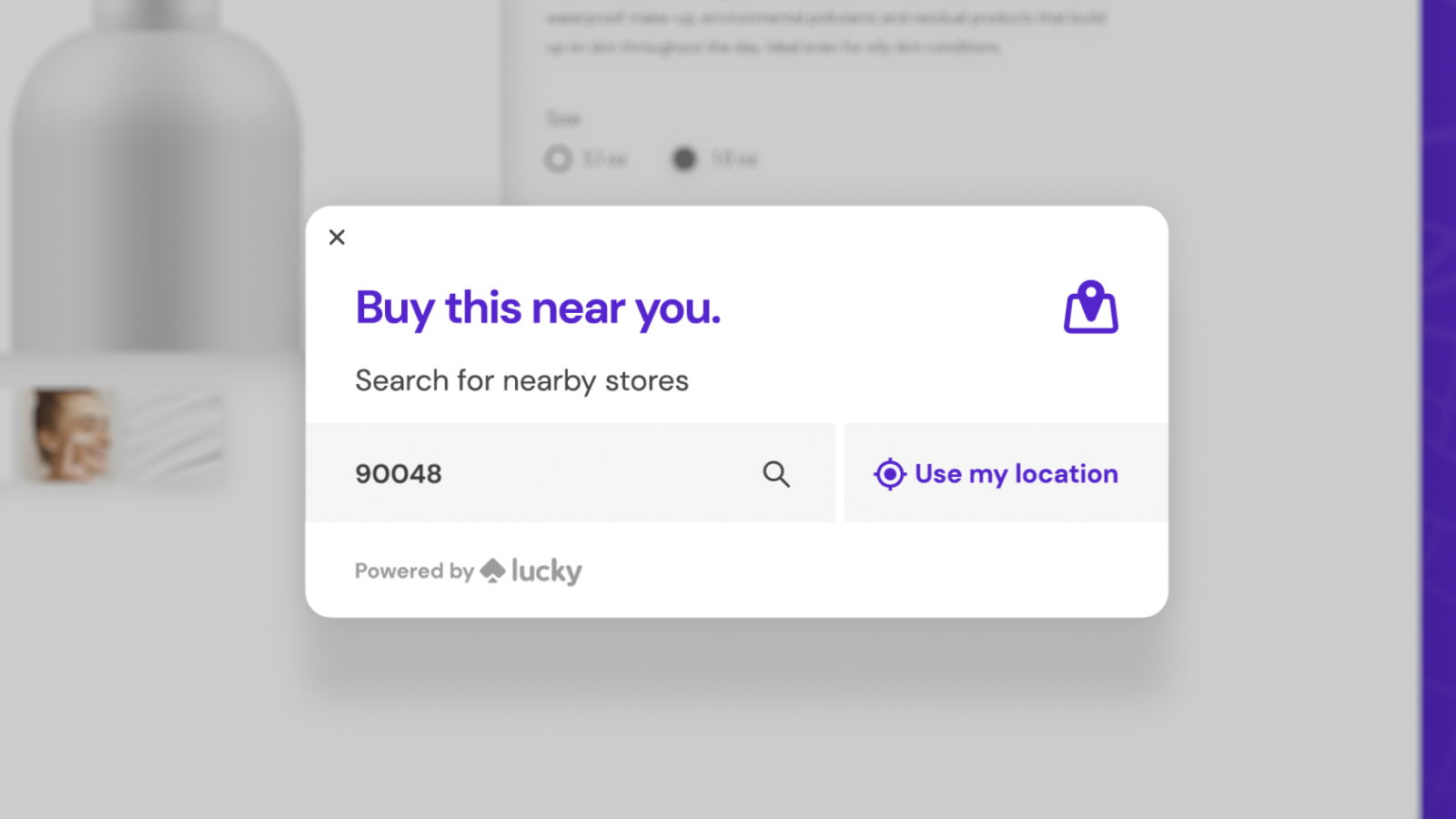Search via zip-code for closest retail availability