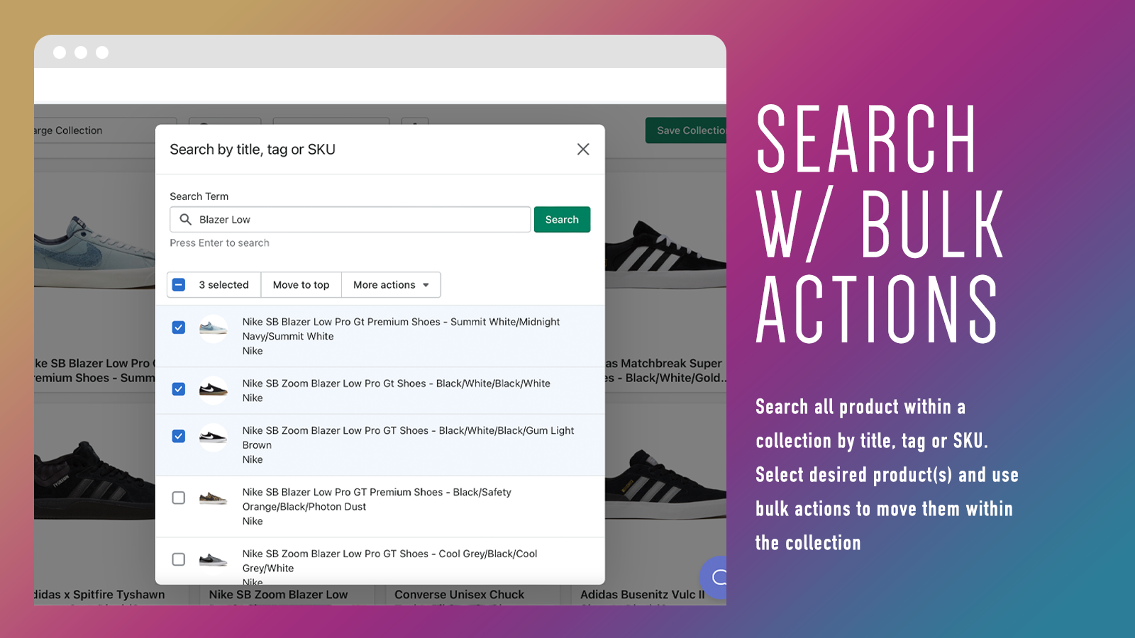 Search with Bulk Actions
