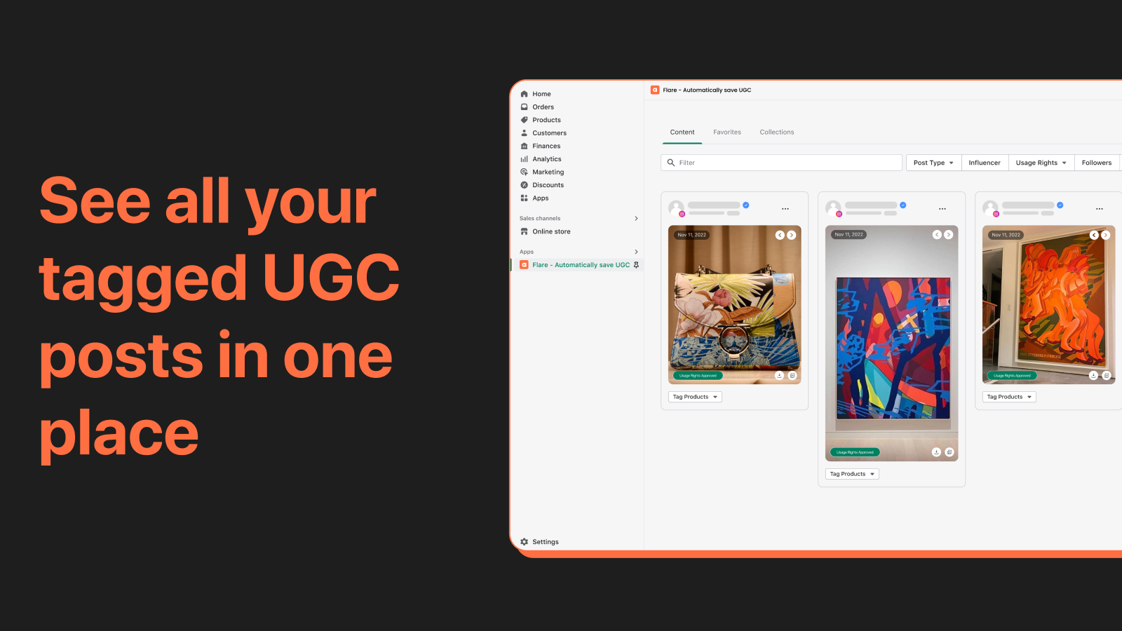 See all your UGC posts automatically in the dashboard