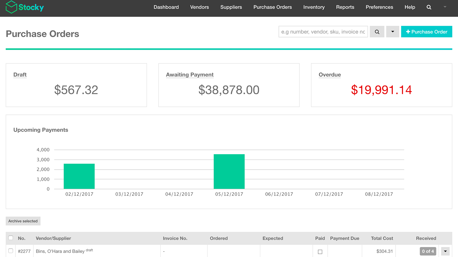 See the status of your incoming purchase orders