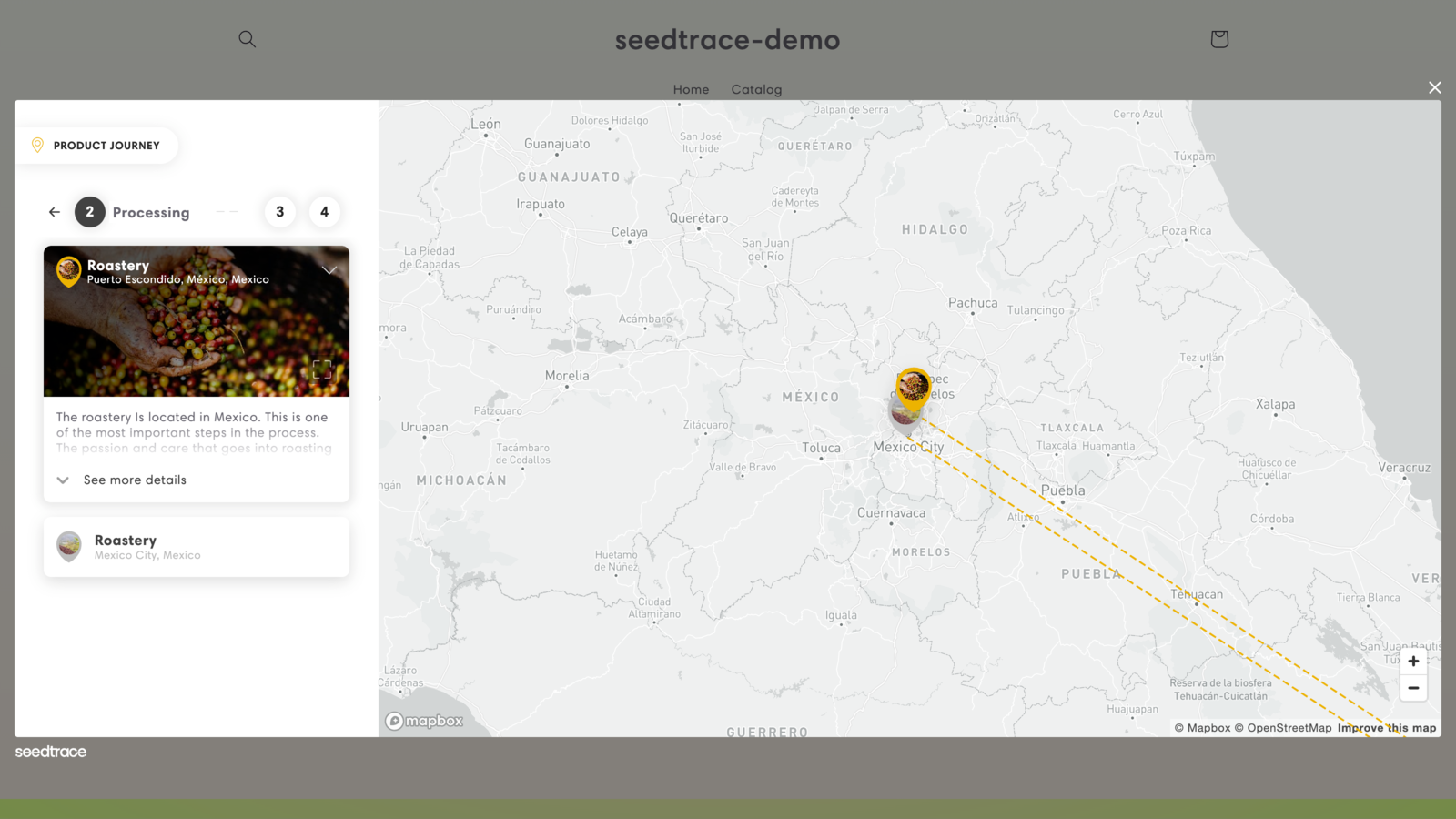 seedtrace product journey popup