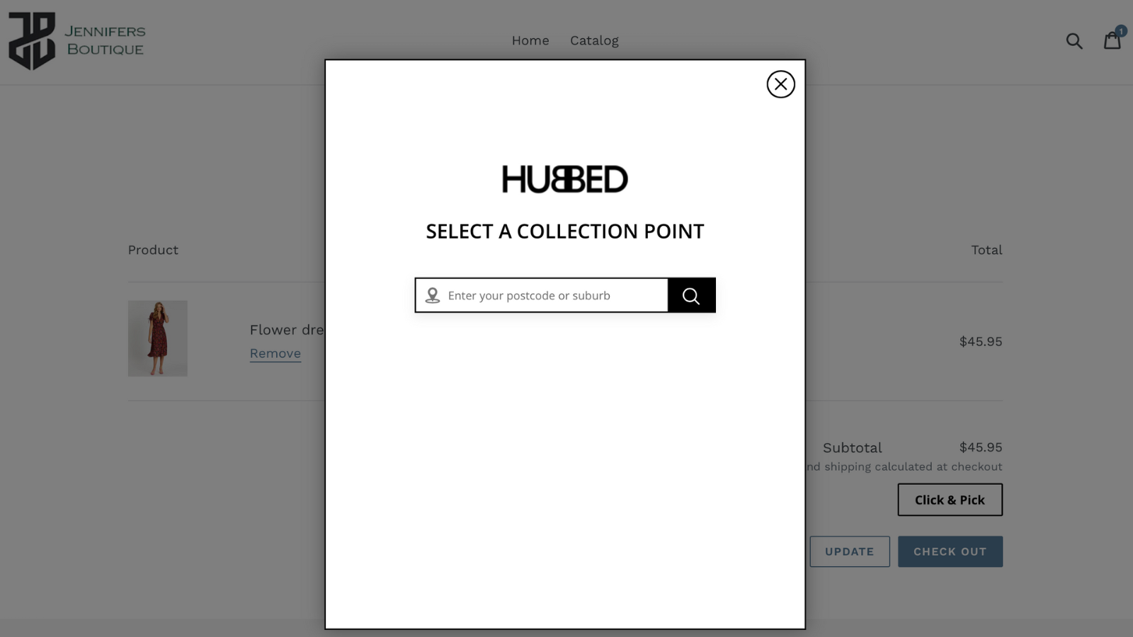 Select a parcel collection point with HUBBED Click & Pick