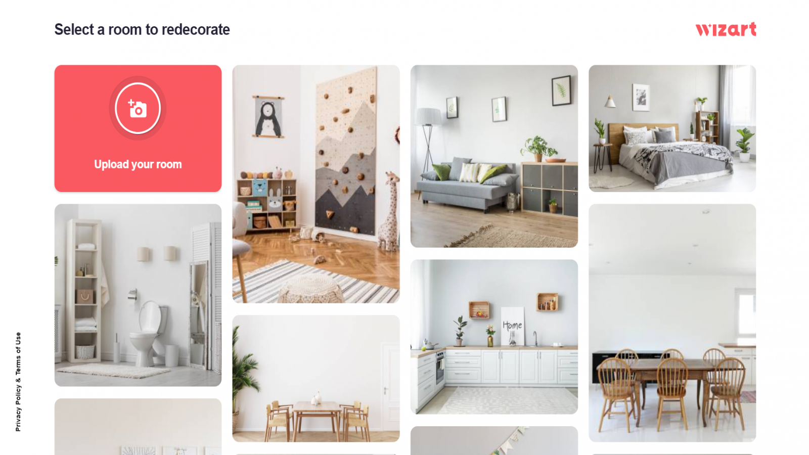 Select a room scene/snap a photo of your room and upload it.
