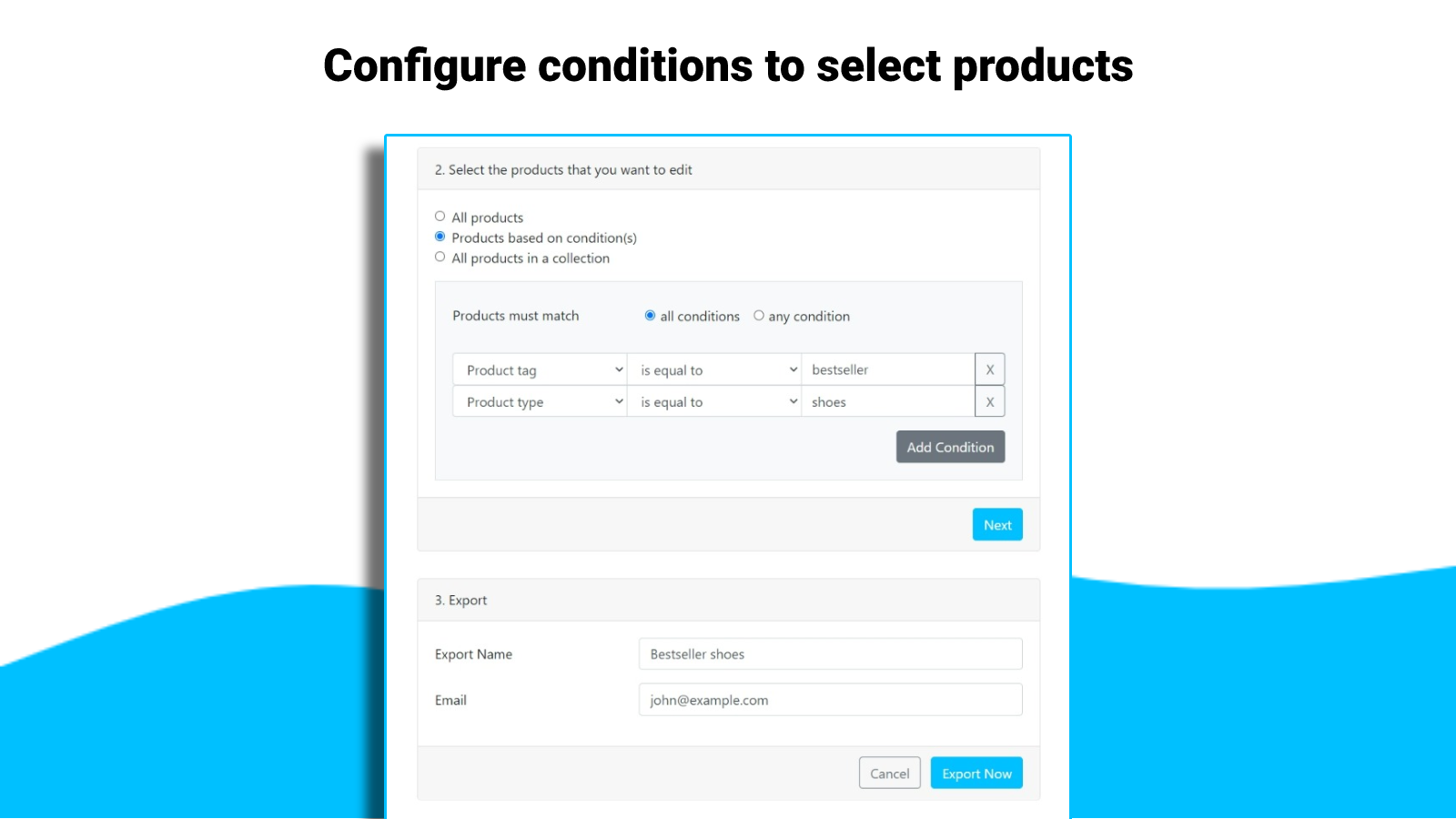 Select conditions