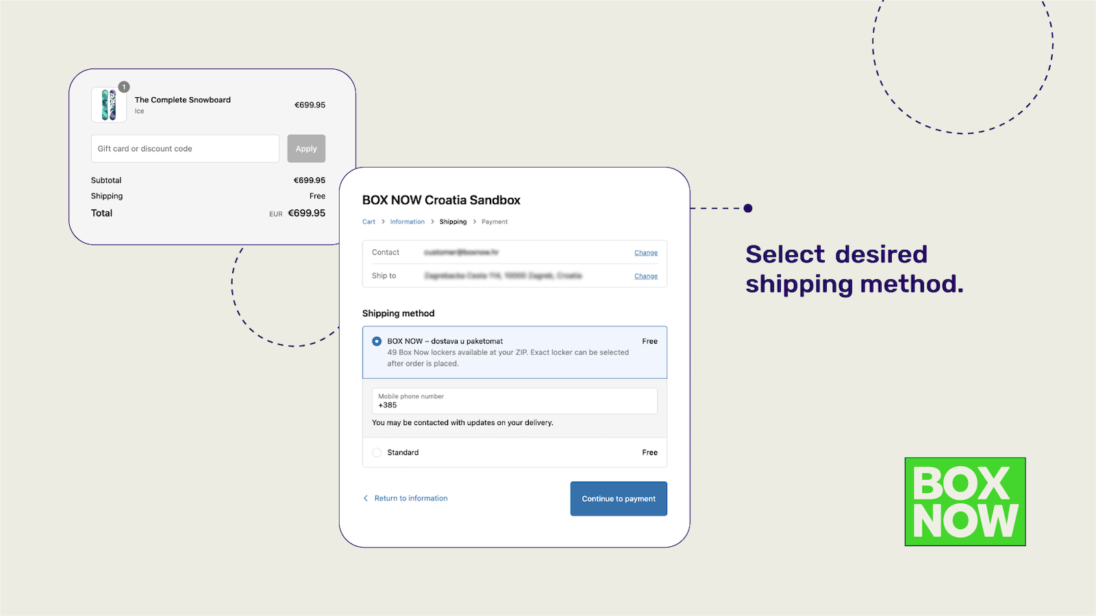 Select desired shipping method