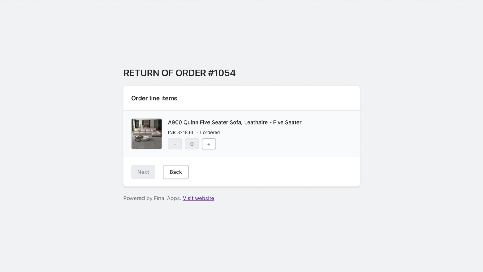 select order to return