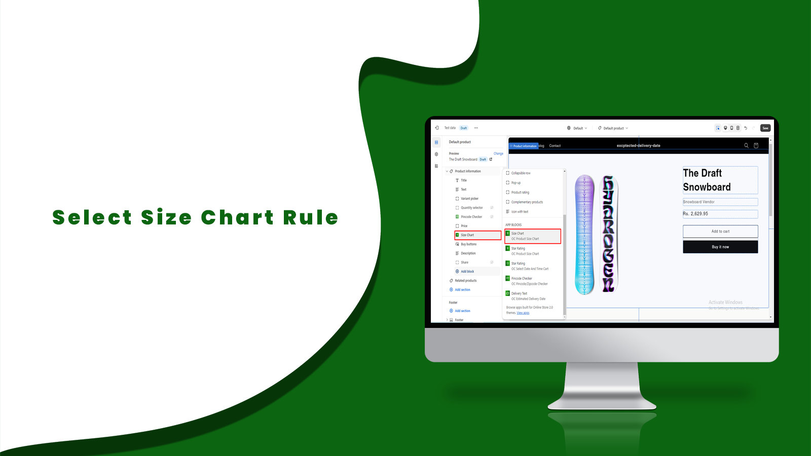 Select Size Chart rule