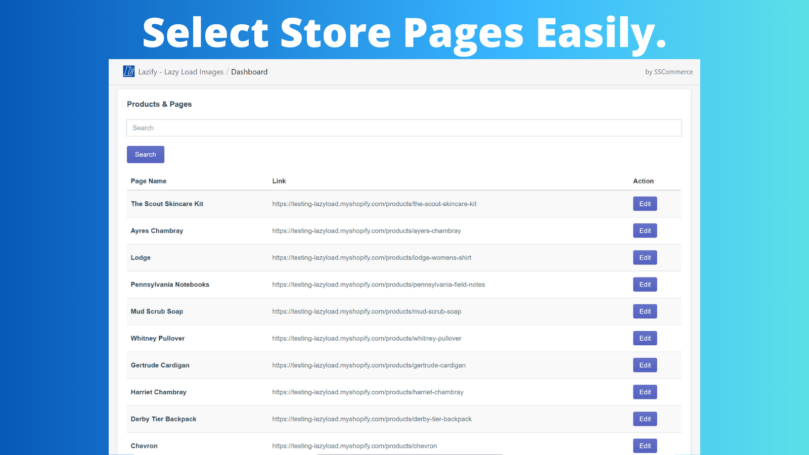 Select Store Pages Easily